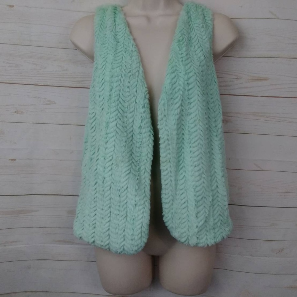 Knit Works LA Mint Green Fuzzy Furry Sweater Vest
